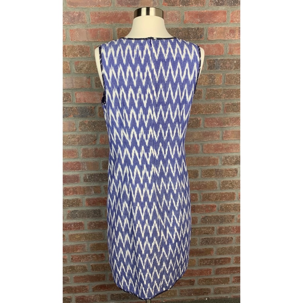 J. Crew Sleeveless Shift Dress in Blue Ikat, 6 - Picture 5 of 8